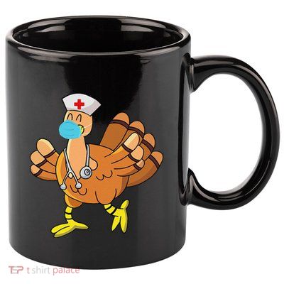 Thanksgiving Nurse Funny Turkey Scrub Gifts For Nurses 11oz C Handle Ceramic Mug