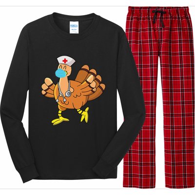 Thanksgiving Nurse Funny Turkey Scrub Gifts For Nurses Long Sleeve Pajama Set