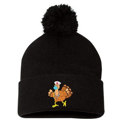 Thanksgiving Nurse Funny Turkey Scrub Gifts For Nurses Pom Pom 12in Knit Beanie