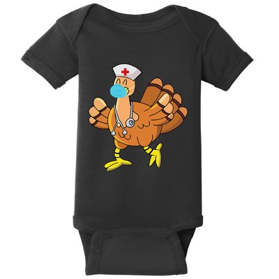 Thanksgiving Nurse Funny Turkey Scrub Gifts For Nurses Baby Bodysuit
