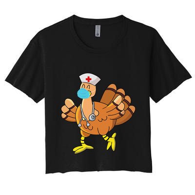 Thanksgiving Nurse Funny Turkey Scrub Gifts For Nurses Crop Top