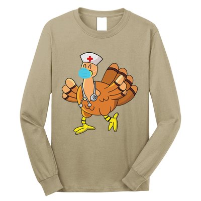 Thanksgiving Nurse Funny Turkey Scrub Gifts For Nurses Long Sleeve Shirt