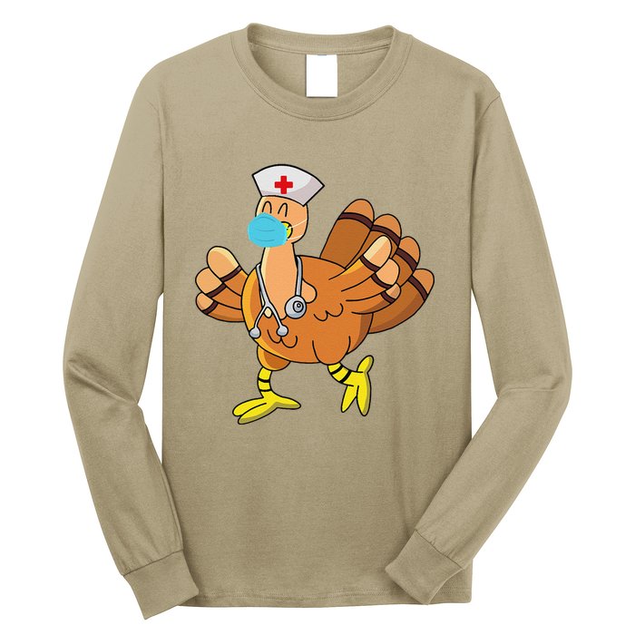 Thanksgiving Nurse Funny Turkey Scrub Gifts For Nurses Long Sleeve Shirt