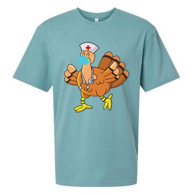 Thanksgiving Nurse Funny Turkey Scrub Gifts For Nurses Sueded Cloud Jersey T-Shirt