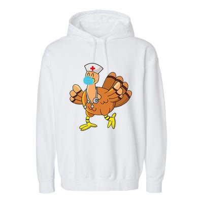 Thanksgiving Nurse Funny Turkey Scrub Gifts For Nurses Garment-Dyed Fleece Hoodie