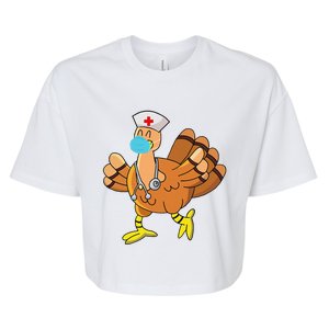 Thanksgiving Nurse Funny Turkey Scrub Gifts For Nurses Bella+Canvas Jersey Crop Tee