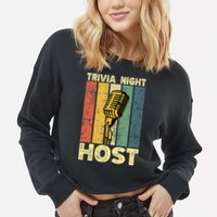Trivia Night For Trivia Night Emcee Player Host Game Night Cropped Pullover Crew