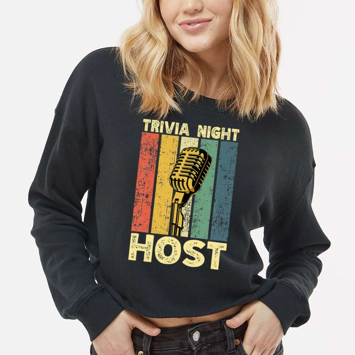 Trivia Night For Trivia Night Emcee Player Host Game Night Cropped Pullover Crew