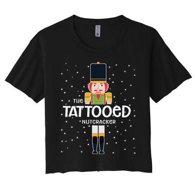 Tattooed Nutcracker Family Matching Funny Pajama Women's Crop Top Tee