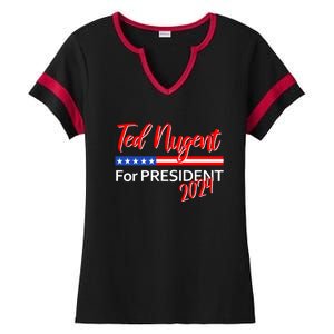 Ted Nugent For President 2024 USA Motor City Madman Ladies Halftime Notch Neck Tee