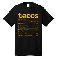 Tacos Nutrition Facts Funny Thanksgiving Christmas Food Tall T-Shirt