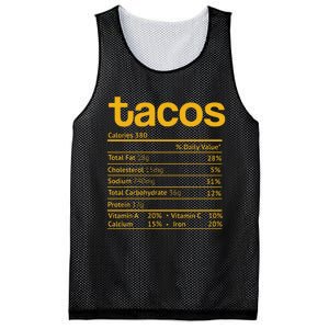 Tacos Nutrition Facts Funny Thanksgiving Christmas Food Mesh Reversible Basketball Jersey Tank