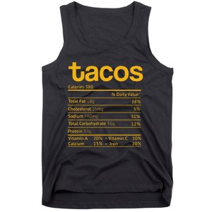 Tacos Nutrition Facts Funny Thanksgiving Christmas Food Tank Top