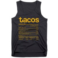 Tacos Nutrition Facts Funny Thanksgiving Christmas Food Tank Top