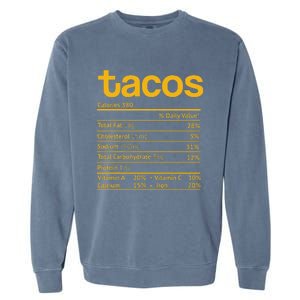 Tacos Nutrition Facts Funny Thanksgiving Christmas Food Garment-Dyed Sweatshirt