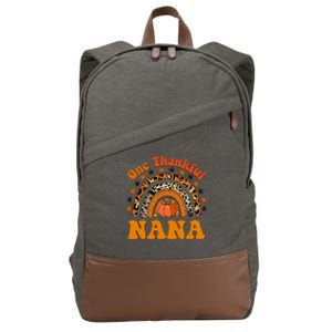 Thankful Nana Fall Thanksgiving Pumpkin Rainbow Gift Cotton Canvas Backpack