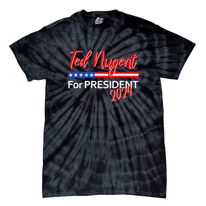 Ted Nugent For President Motor City Madman On Back Tie-Dye T-Shirt