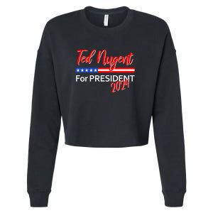 Ted Nugent For President Motor City Madman On Back Cropped Pullover Crew