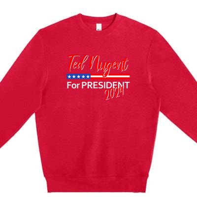 Ted Nugent For President Motor City Madman On Back Premium Crewneck Sweatshirt