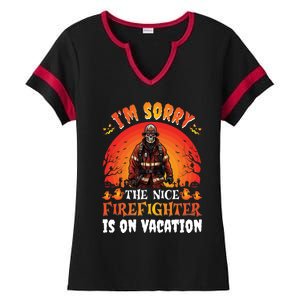 The Nice Firefighter Halloween Skeleton Costume Fire Meaningful Gift Ladies Halftime Notch Neck Tee