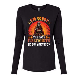 The Nice Firefighter Halloween Skeleton Costume Fire Meaningful Gift Womens Cotton Relaxed Long Sleeve T-Shirt