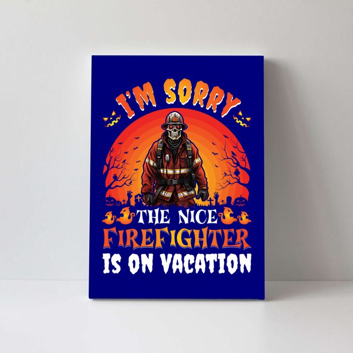 The Nice Firefighter Halloween Skeleton Costume Fire Meaningful Gift Canvas