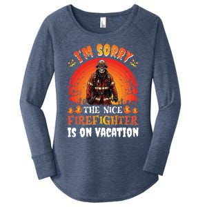 The Nice Firefighter Halloween Skeleton Costume Fire Meaningful Gift Women's Perfect Tri Tunic Long Sleeve Shirt