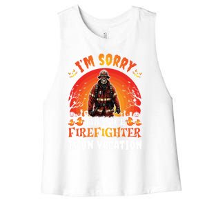 The Nice Firefighter Halloween Skeleton Costume Fire Meaningful Gift Women's Racerback Cropped Tank