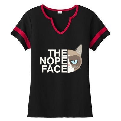 The Nope Face Funny Lazy Cat Joke Gift For Men And Women Gift Ladies Halftime Notch Neck Tee