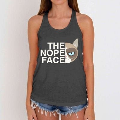 The Nope Face Funny Lazy Cat Joke Gift For Men And Women Gift Women's Knotted Racerback Tank