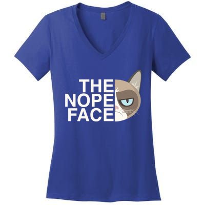 The Nope Face Funny Lazy Cat Joke Gift For Men And Women Gift Women's V-Neck T-Shirt