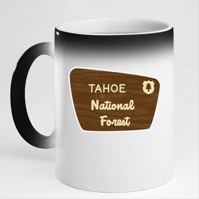 Tahoe National Forest Sign Retro Funny Gift 11oz Black Color Changing Mug