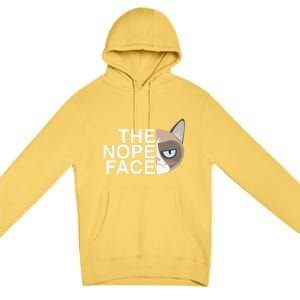 The Nope Face Funny Lazy Cat Joke Gift And Meaningful Gift Premium Pullover Hoodie