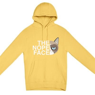 The Nope Face Funny Lazy Cat Joke Gift And Meaningful Gift Premium Pullover Hoodie