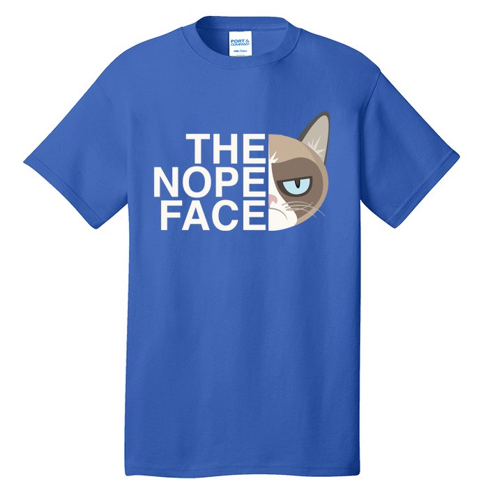 The Nope Face Funny Lazy Cat Joke Gift And Meaningful Gift Tall T-Shirt