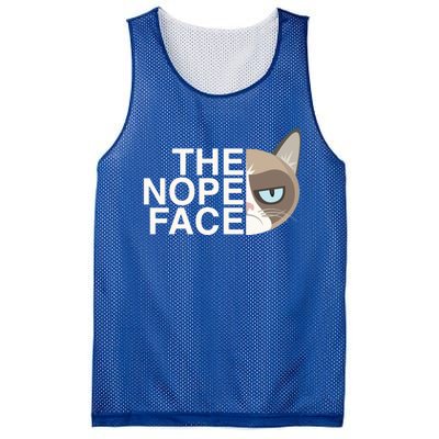 The Nope Face Funny Lazy Cat Joke Gift And Meaningful Gift Mesh Reversible Basketball Jersey Tank