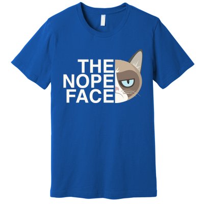 The Nope Face Funny Lazy Cat Joke Gift And Meaningful Gift Premium T-Shirt