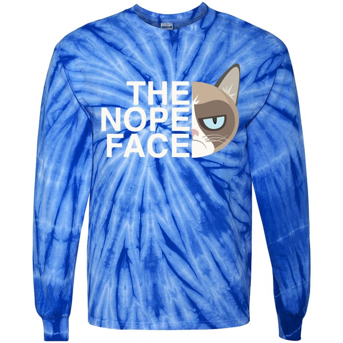 The Nope Face Funny Lazy Cat Joke Gift And Meaningful Gift Tie-Dye Long Sleeve Shirt