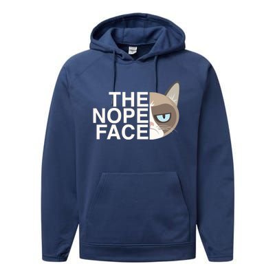 The Nope Face Funny Lazy Cat Joke Gift And Meaningful Gift Performance Fleece Hoodie