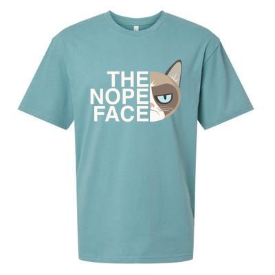 The Nope Face Funny Lazy Cat Joke Gift And Meaningful Gift Sueded Cloud Jersey T-Shirt