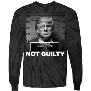 Trump not guilty Trump 2024 Mugshot Tie-Dye Long Sleeve Shirt