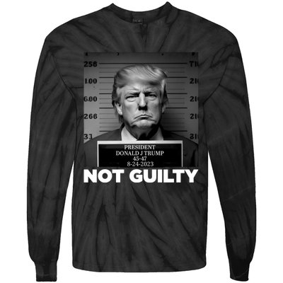 Trump not guilty Trump 2024 Mugshot Tie-Dye Long Sleeve Shirt