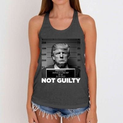 Trump not guilty Trump 2024 Mugshot Women's Knotted Racerback Tank