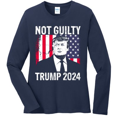 Trump Not Guilty 2024 Free Trump Ladies Long Sleeve Shirt