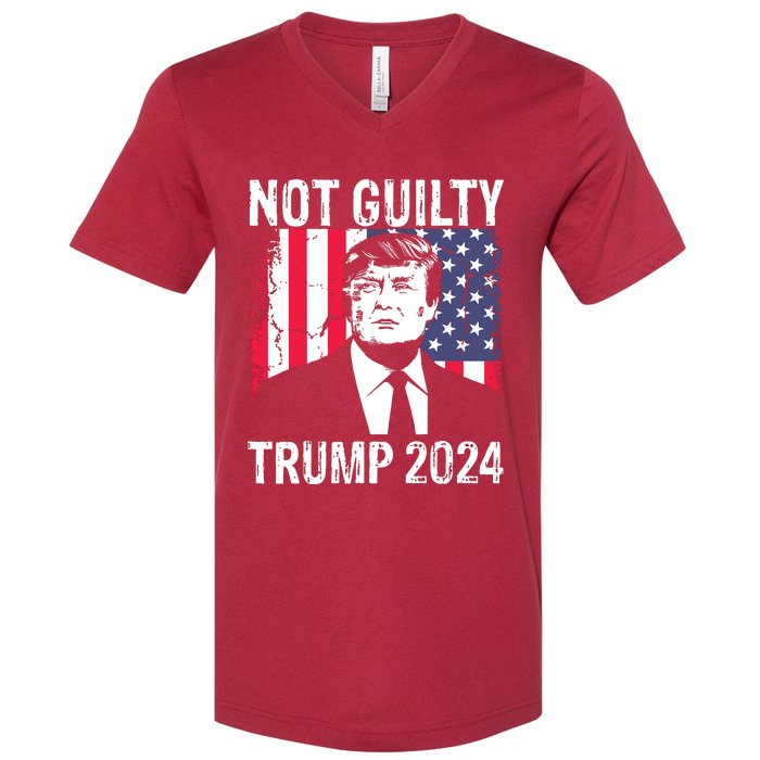 Trump Not Guilty 2024 Free Trump V-Neck T-Shirt