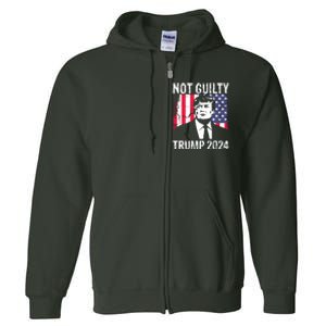 Trump Not Guilty 2024 Free Trump Full Zip Hoodie