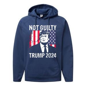 Trump Not Guilty 2024 Free Trump Performance Fleece Hoodie