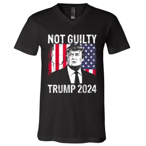 Trump Not Guilty 2024 Free Trump V-Neck T-Shirt