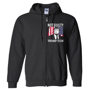 Trump Not Guilty 2024 Free Trump Full Zip Hoodie