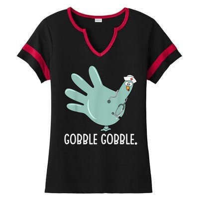 Thanksgiving Nurse Glove Turkey Nurse Thanksgiving For Nurse Ladies Halftime Notch Neck Tee